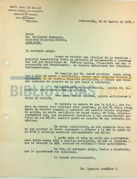 Carta de Ignacio González G. al Dr. Guillermo Almenara.