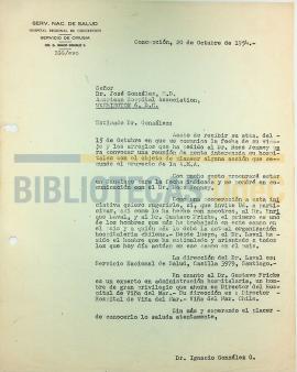 Carta del Dr. Ignacio González G. a José González.