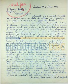 Carta de H. Gouët al Dr. Ignacio González G.