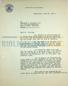 Carta de Ignacio González G. al Dr. Benjamin Horning.