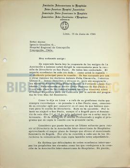 Carta del Dr. Guillermo Almenara al Dr. Ignacio González G.