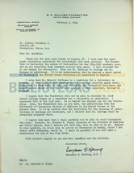 Carta de Benjamin G. Horning al Dr. Ignacio González G.