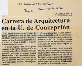 Carrera de Arquitectura en la U. de Concepción.