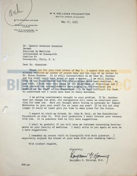 Carta de Benjamin Horning a Ignacio González G.