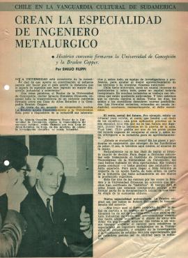 Crean la especialidad de ingeniero metalúrgico / por Emilio Filippi.