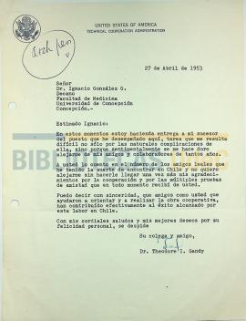 Carta del Dr. Theodore I. Gandy al Dr. Ignacio González G.