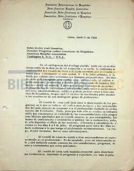 Carta del Dr. Guillermo Almenara al  Dr. José González.