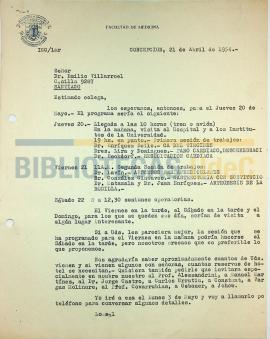 Carta de Ignacio González G. al Dr. Emilio Villarroel.