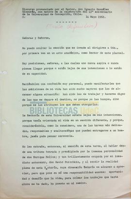 Discurso del Rector Ignacio González Ginouvés en el aniversario número 43 de la Universidad de Co...