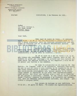 Carta del  Dr. Ignacio González G. al Dr.  Raúl Ortega A.