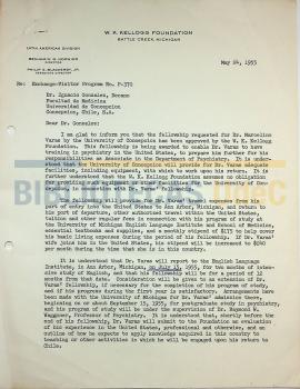 Cartas del Dr. Philip E. Blackerby al Dr. Ignacio González G. y al Dr. Marcelino Varas Fuenzalida.