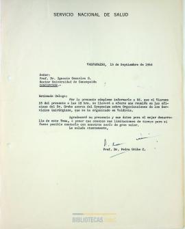 Carta del Dr. Pedro Uribe al Dr. Ignacio González Ginouvés