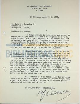 Carta del Dr. Fernando López Fernández al Dr. Ignacio González G.