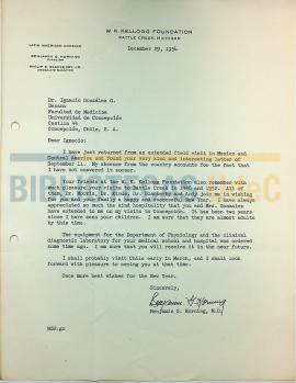 Carta de Benjamin Horning al Dr. Ignacio González G.