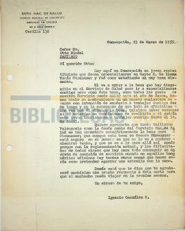 Carta del Dr. Ignacio González G. al Dr. Otto Riedel.
