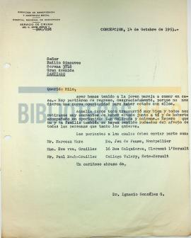 Carta del Dr. Ignacio González G. a Emilio Ginouvés.