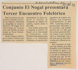 Conjunto El Nogal presentará Tercer Encuentro Folclórico