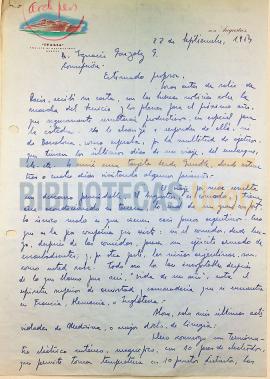 Carta de H. Gouët  al Dr. Ignacio González G.