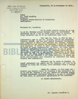 Carta del Dr. Ignacio González G. al Dr. José González.