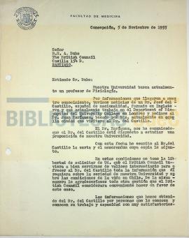 Carta del Dr. Ignacio González G. al Sr. R.H.A. Duke.