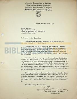 Carta del Dr. Guillermo Almenara I. al Dr. Ignacio González G.