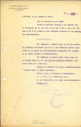 Decreto que designa Dr. Ignacio González Ginouvés como Vicepresidente Ejecutivo de la Junta Centr...